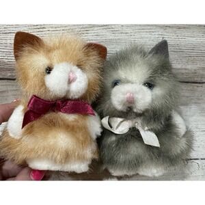 Vintage Russ Itty Bitty Kitties Life Like Gray Orange Tabby Cute Mini Cats TubG